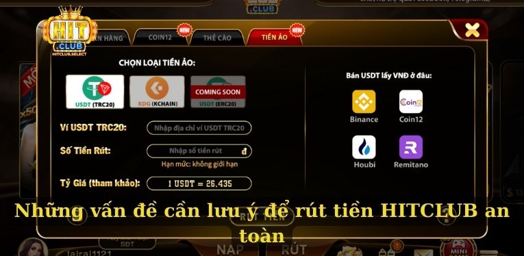 Rút tiền HITCLUB - Nhận thưởng game siêu nhanh và an toàn 3 Những vấn đề cần lưu ý để rút tiền HITCLUB an toàn